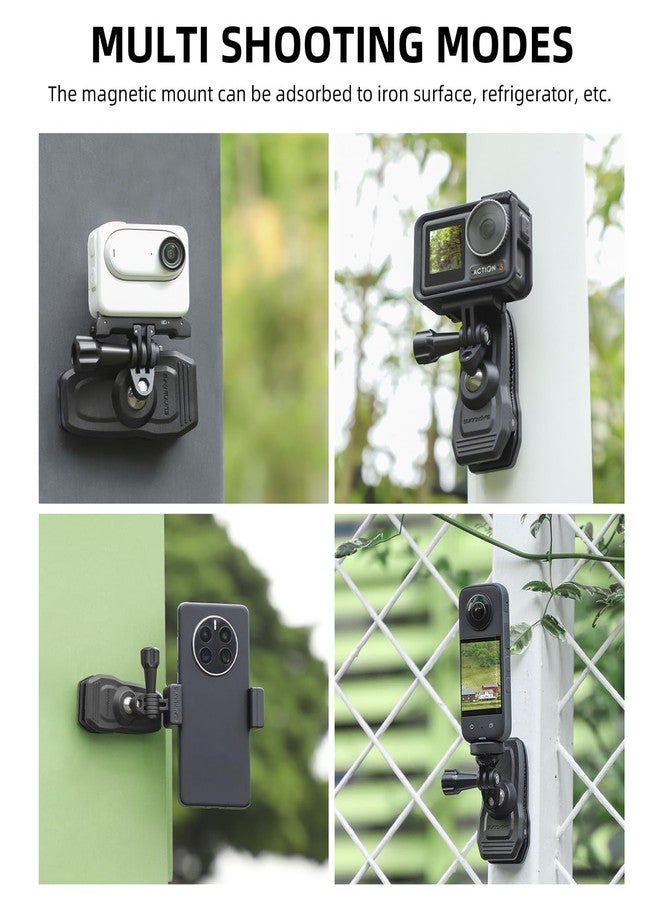 HAFOKO OSMO Pocket 3 Magnetic Backpack Clip Mount 360° Rotation Shoulder Strap Holder Compatible for DJI OSMO Pocket 3 Accessories/GoPro Hero 13/12/11/10/9/8/7/6/5/Insta 360 X4 X3 X2 X ONE RS R GO3 - Image 3