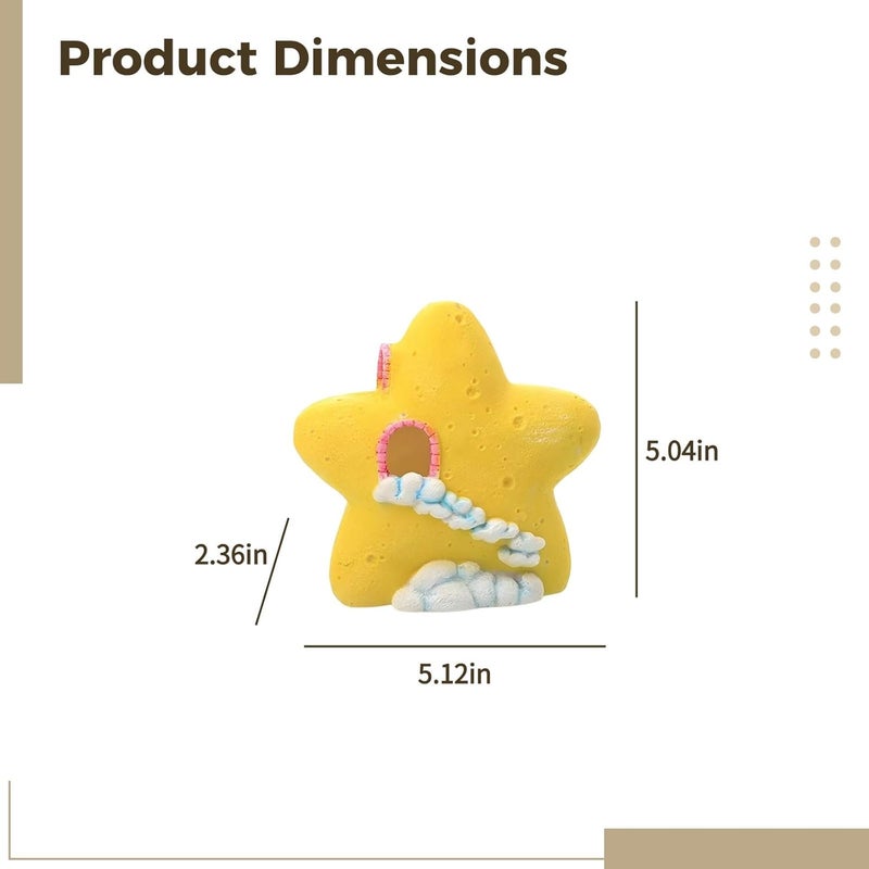 Multi-Purpose Small Pet Decorative Shelter, Star-Shaped Reptile, Yellow Resin Lizard Cave, 6.6 Oz Lightweight, Adorable Terrarium Decoration, Turtle Platform - Image 5