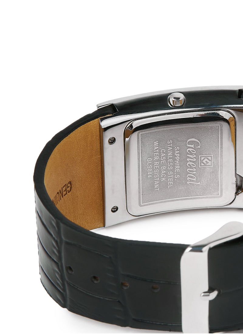 Geneval of Switzerland Leather Strap Analog Wrist Watch GLS044WWB - 34mm - Black  - Image 4