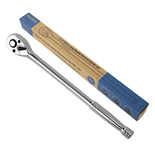 UYECOVE 1/2-Inch Drive Ratchet Wrench, 1/2 Ratchet Wrench Long Handle, Socket Wrench, 72-Tooth Quick-release Reversible Cr-Mo Head, Chrome Steel Made - 20''51cm - Image 1