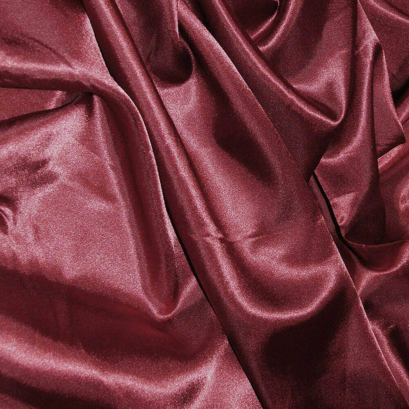 Bini Fabrics Burgundy Silky Satin Dress Fabric Plain Satin Material 4445 Width Slik Shiny Fabrics 5 Meter - Image 1