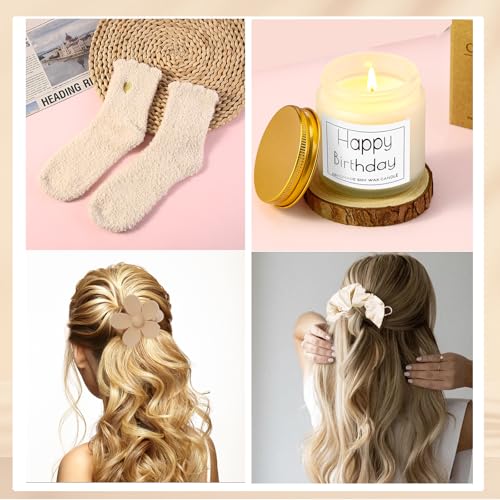 DHQH Birthday Gifts for Teen, Cute Inspirational Gift Daisy Presents Set Ideas for Sister Daughter Friends, Happy Birthday Gift Basket with Ice Glass Cup for Her (Beige) - Image 5