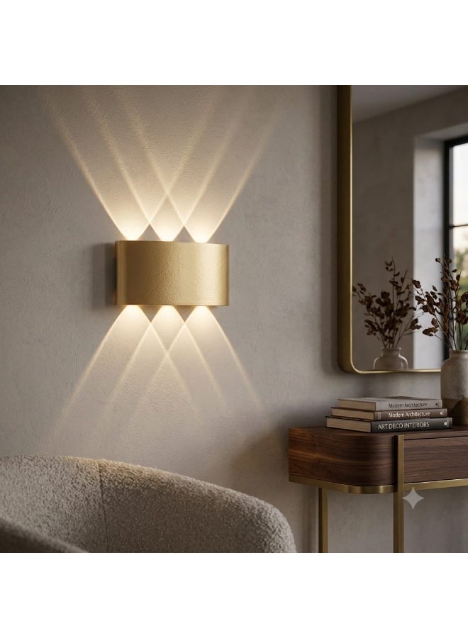 Modern Golden Wall Sconce with 6 Light Lenses, Decorative Up Down Wall Lamp - Image 1