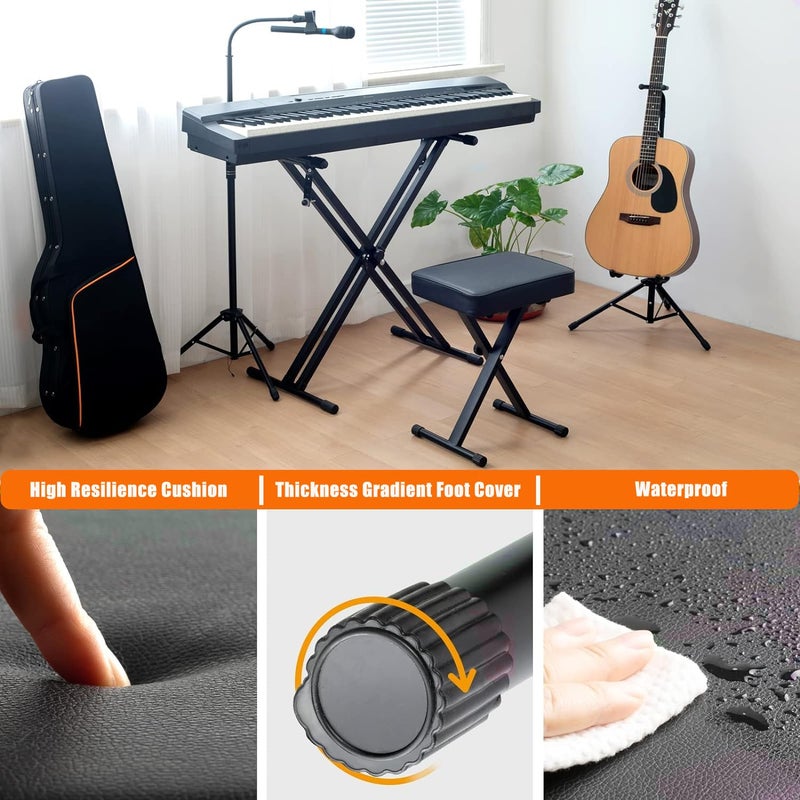 Softline Pro SP50 Keyboard/Piano Bench Adjustable Collapsible X-Style Stool Chair Seat, 2.4 Inch Thickness High-Density Sponge, Non-Skid Design, Black - Image 4
