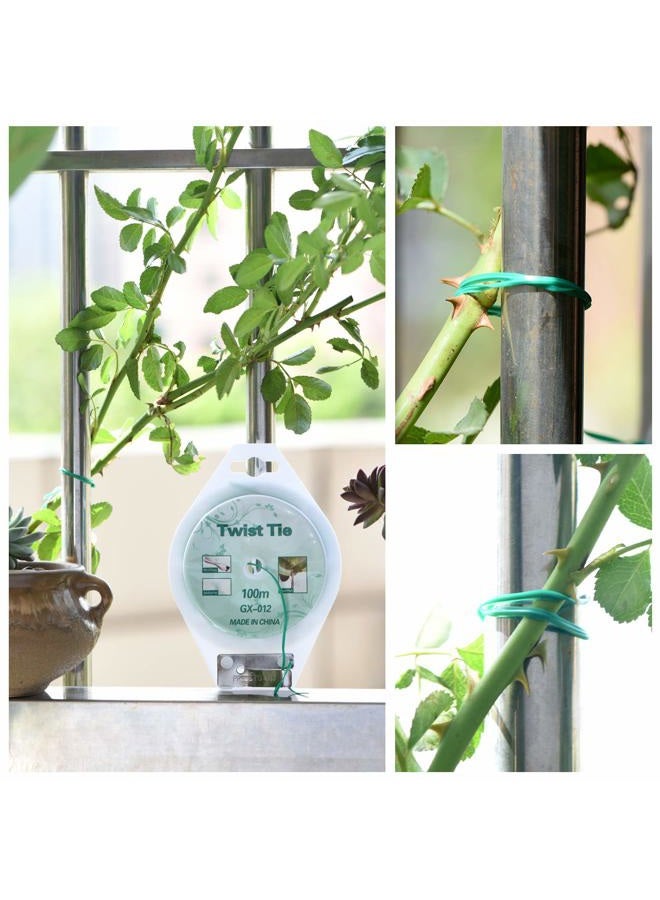 Ydsl 328Ft (100M) Twist Ties，Green Coated Garden Plant Ties With Cutter For Gardening And Office Organization, Home - Image 5