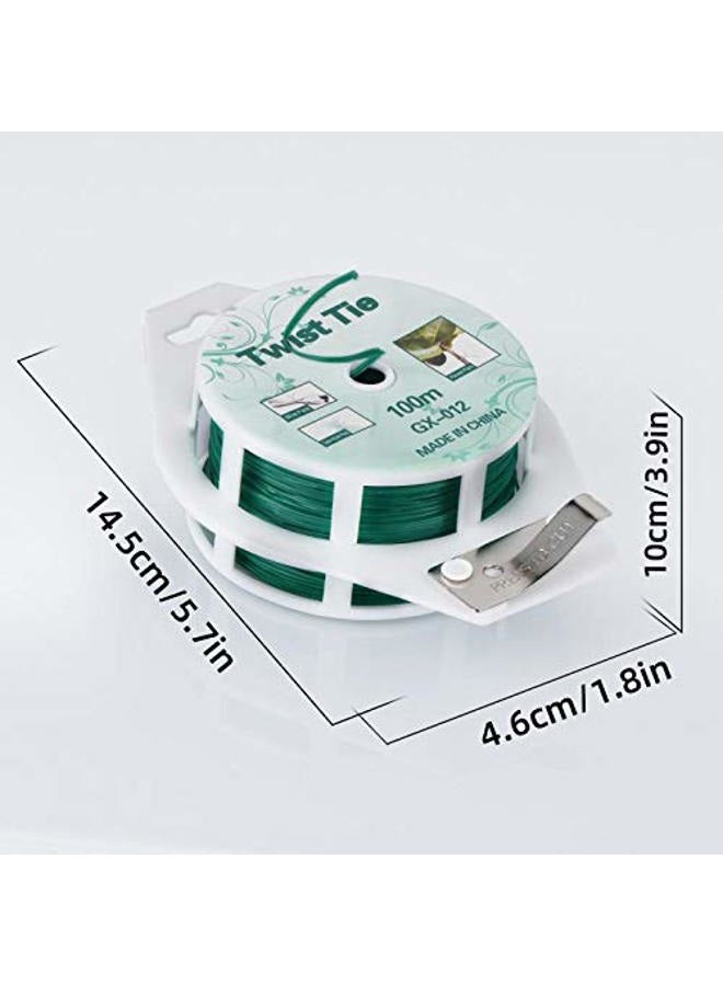 Ydsl 328Ft (100M) Twist Ties，Green Coated Garden Plant Ties With Cutter For Gardening And Office Organization, Home - Image 2