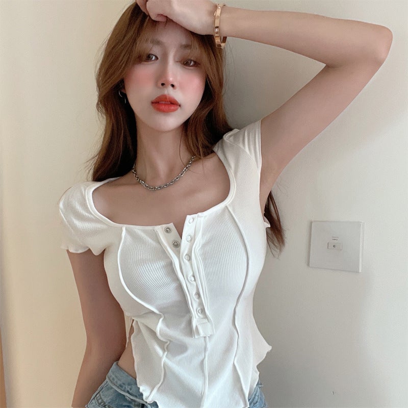 Cross-Border women's hot girls short sleeve T-shirt summer design sense of heart pure wind short jacket foreign trade wholesale eBay - Image 3
