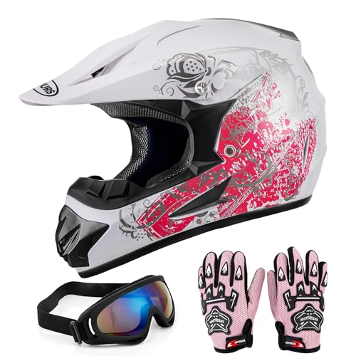 OUMURS DOT Youth Dirt Bike Helmet,Kids ATV Helmets with Gloves Goggles for Youth Boys Girls 5-14 Ages,Four Wheeler Helmet Kids Motocross BMX MX UTV Snowmobile Go Kart Full Riding Racing Skateboard - Image 1