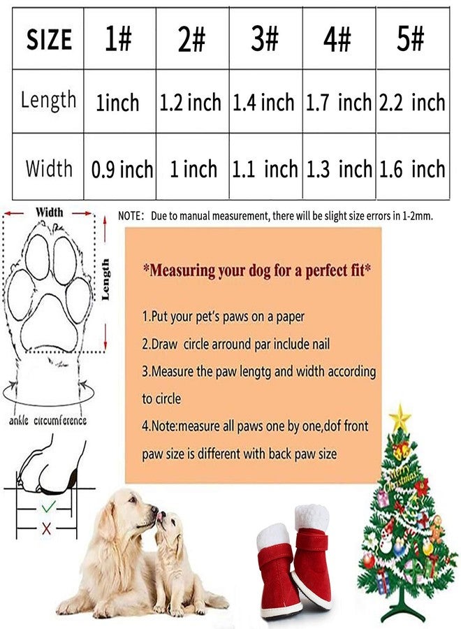 URBEST 2 Pairs Santa Red Detachable Closure Christmas Puppy Cute Dog Winter Shoes Boots (5#, Red) - Image 2