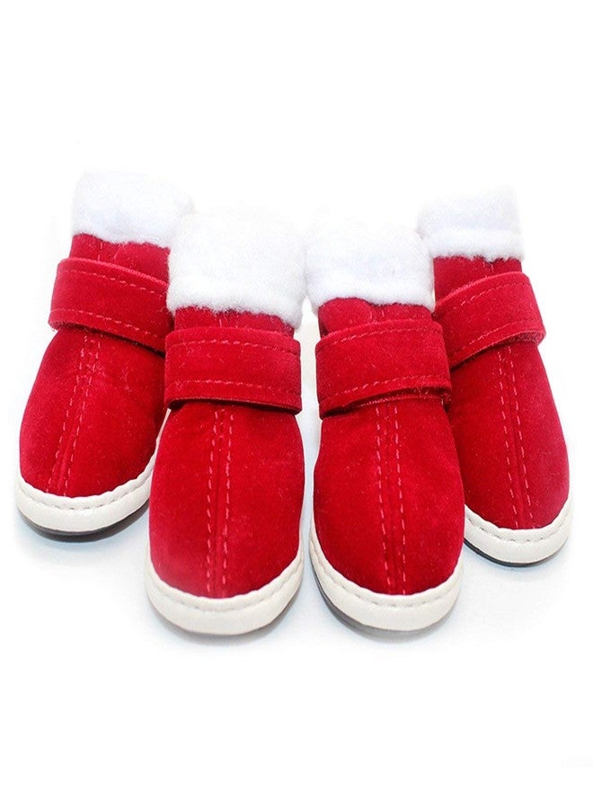 URBEST 2 Pairs Santa Red Detachable Closure Christmas Puppy Cute Dog Winter Shoes Boots (5#, Red) - Image 1