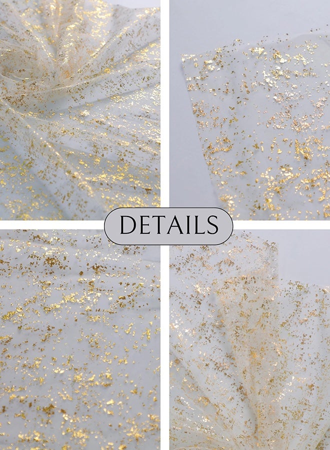 Gold Table Runner, Sheer Chiffon Tulle Cheesecloth Golden Sequin Glitter Metallic Foil, Gold Party Table Decorations Centerpiece for Wedding Birthday Bridal Baby Shower (70X300cm) - Image 4