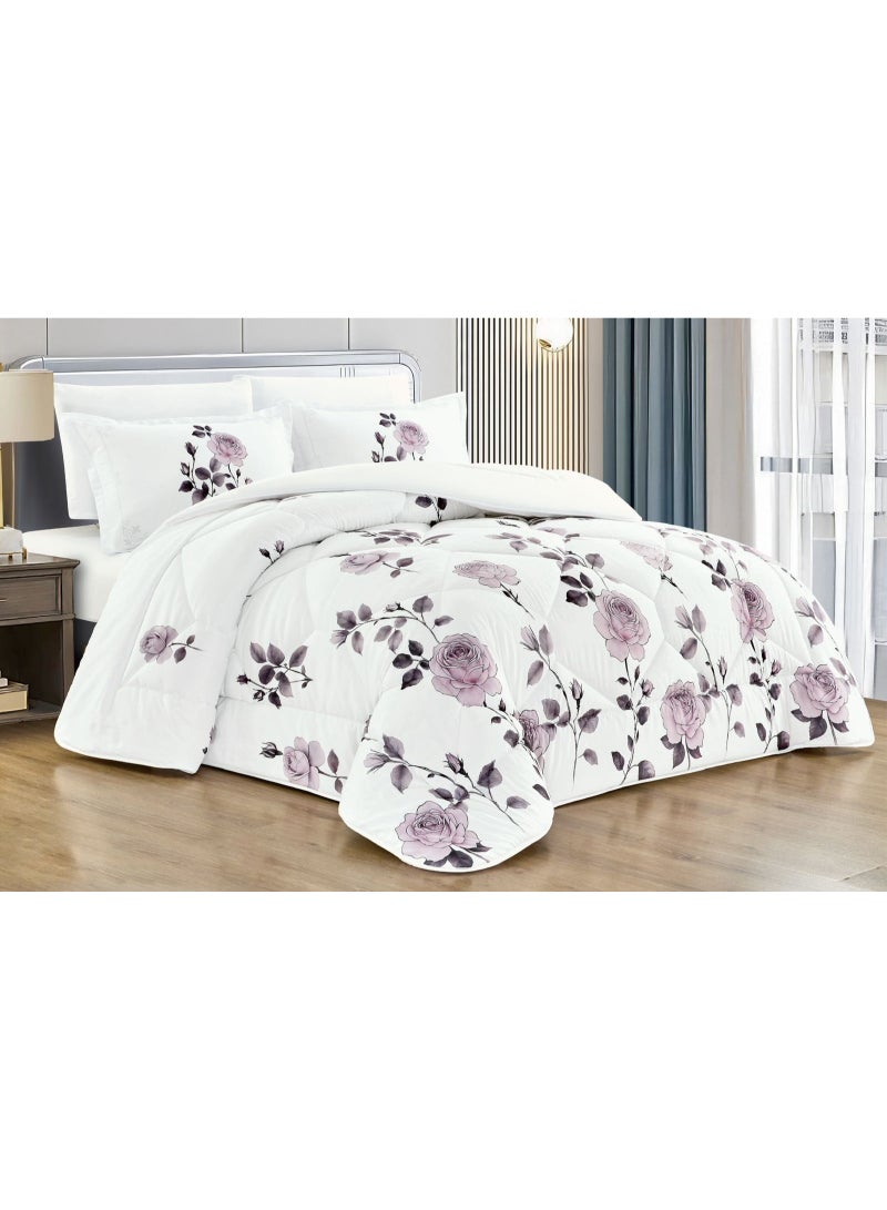 Luxury Floral Printed Comforter Bedding Set with Matching Pillow Covers
