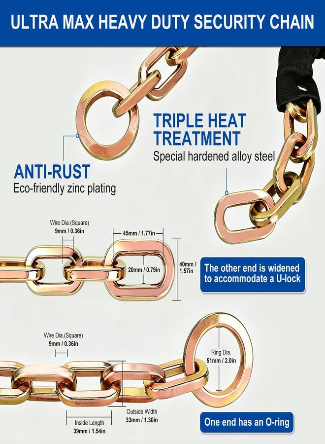 REETOMETAL Heavy Duty Security Chain, 6 Foot x 3/8" Thick Hardened Steel Cut Proof Anti-Theft Lock Chain for Motorcycles, Bicycles, ATVs, Trailers, Containers - Image 5