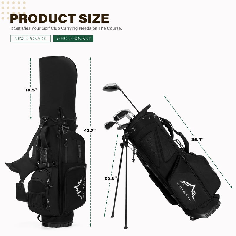 UNIHIMAL Golf Stand Bag with 7 Way Top Dividers, Lightweight Golf Bags for Men Women with Multiple Pockets, Dual Straps (Black) - Image 3