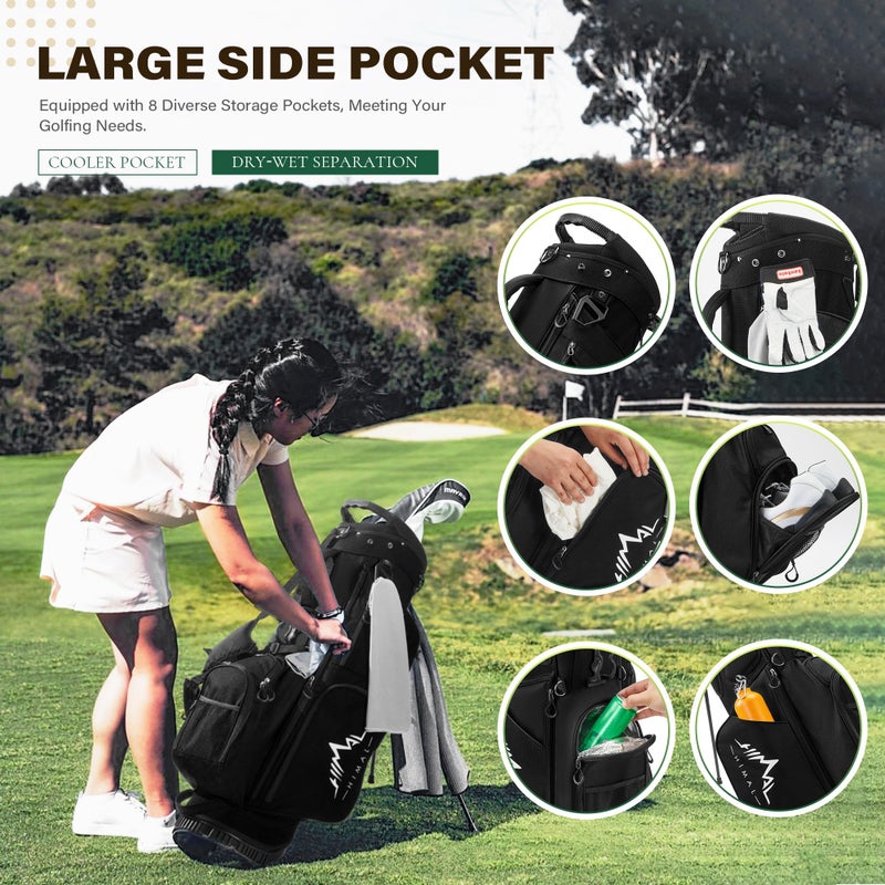 UNIHIMAL Golf Stand Bag with 7 Way Top Dividers, Lightweight Golf Bags for Men Women with Multiple Pockets, Dual Straps (Black) - Image 4