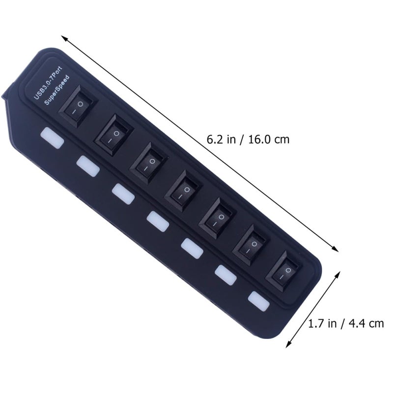 7 منفذ USB 3.0 محور محول توسيع نقل بيانات عالي السرعة للكمبيوتر المحمول سطح المكتب لون عشوائي - Image 3
