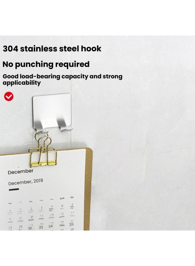 4 Pack Premium Stainless Steel No Nail Hooks Super Sturdy Effortless to Install Ideal for Versatile Hanging in Home Kitchen and Bathroom - Image 1