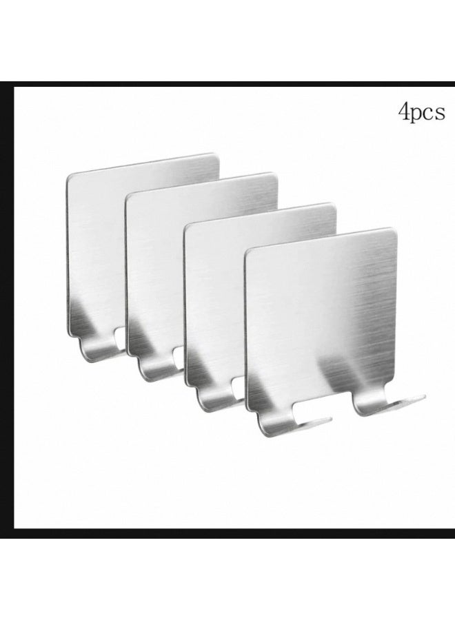 4 Pack Premium Stainless Steel No Nail Hooks Super Sturdy Effortless to Install Ideal for Versatile Hanging in Home Kitchen and Bathroom - Image 4