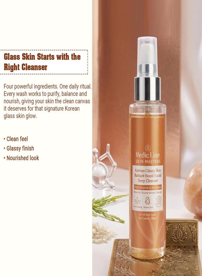 Vedic Line Vedicline Korean Glassy Skin Radiant Boost Facial Deep Cleanser with Rice Water, Niacinamide, Gotu Kola Extract & Ceramide Gentle Hydrating Face Wash for Fresh, Smooth & Hydrated Skin 100 ml - Image 5