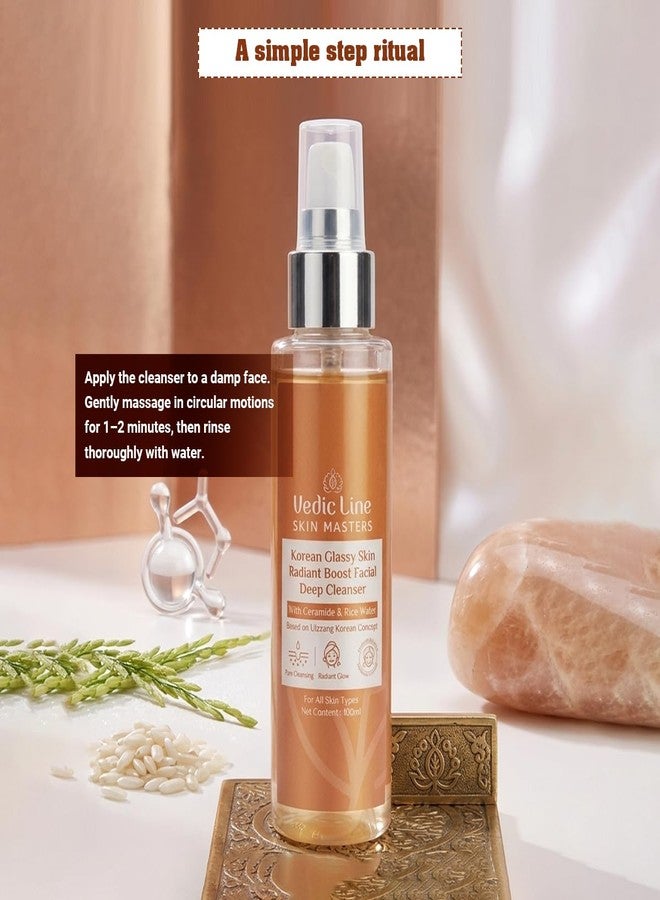 Vedic Line Vedicline Korean Glassy Skin Radiant Boost Facial Deep Cleanser with Rice Water, Niacinamide, Gotu Kola Extract & Ceramide Gentle Hydrating Face Wash for Fresh, Smooth & Hydrated Skin 100 ml - Image 4