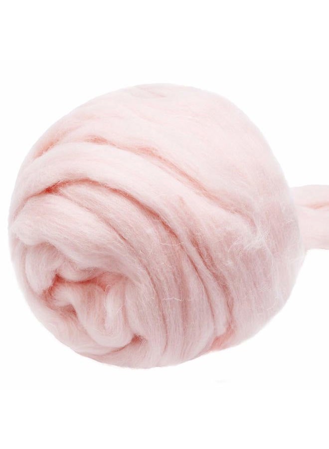 JUPEAN 3.53oz Wool Roving White Felting Wool Needle Felting Wool Wool Felting Supplies, Pure Wool, Chunky Yarn, Spinning Wool Roving for Needle Felting Wet Felting DIY Hand Spinning (meat pink) - Image 1
