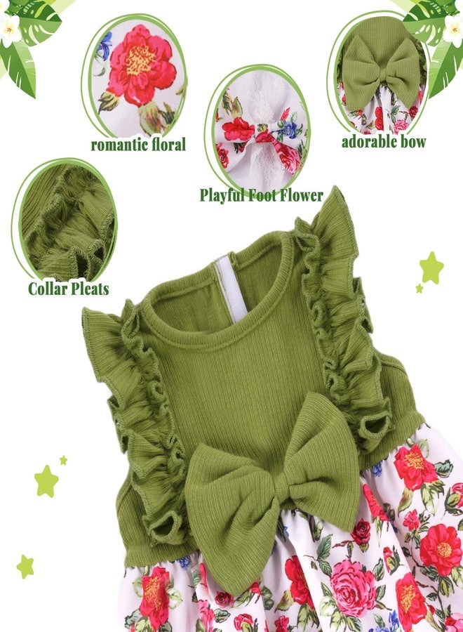 BABESIDE طقم ملابس دمية طفل حديث الولادة من بيبي سايد، مكون من 3 قطع، مناسب لدمى الأطفال من 17 إلى 20 بوصة، يتضمن بذلة مزينة بالزهور، وعصابة رأس مزينة بفيونكة، وجوارب، لدمى الفتيات الواقعية. - Image 3