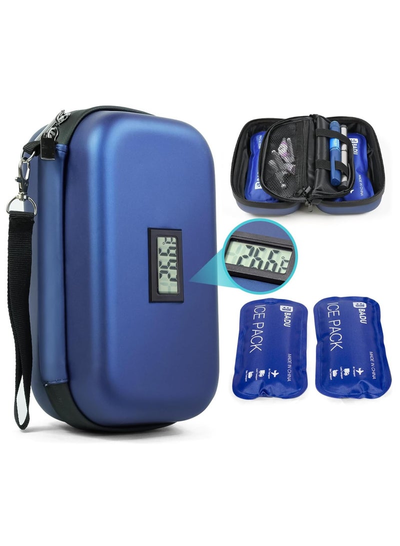 DURKU TSA-approved insulin cooler bag, diabetes travel cooler bag with temperature display, refrigerated medication organizer bag with two ice packs - Image 1