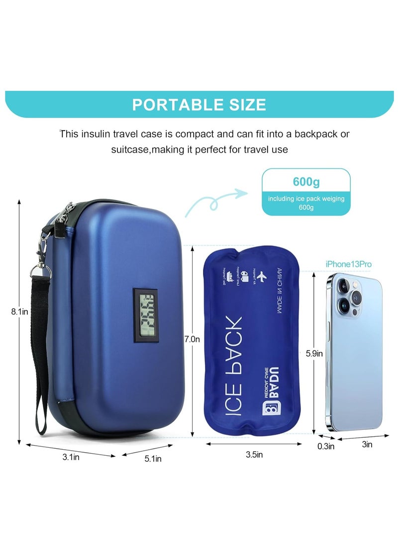 DURKU TSA-approved insulin cooler bag, diabetes travel cooler bag with temperature display, refrigerated medication organizer bag with two ice packs - Image 2