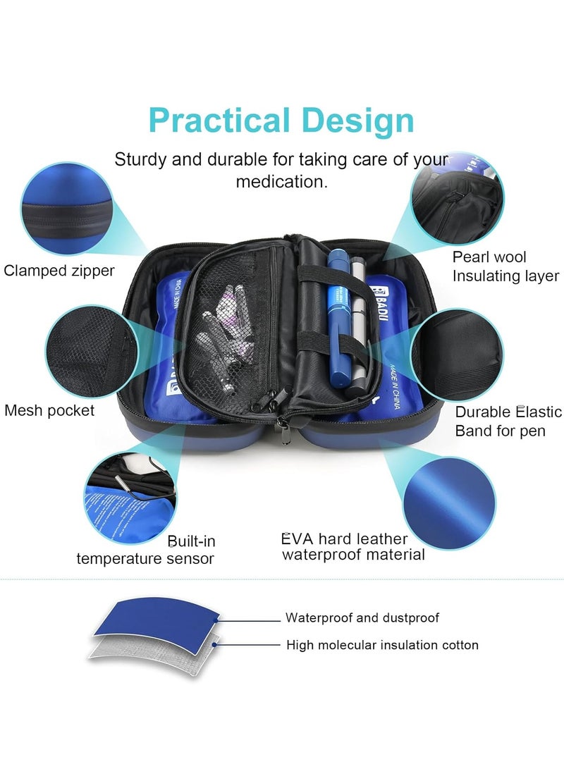 DURKU TSA-approved insulin cooler bag, diabetes travel cooler bag with temperature display, refrigerated medication organizer bag with two ice packs - Image 4