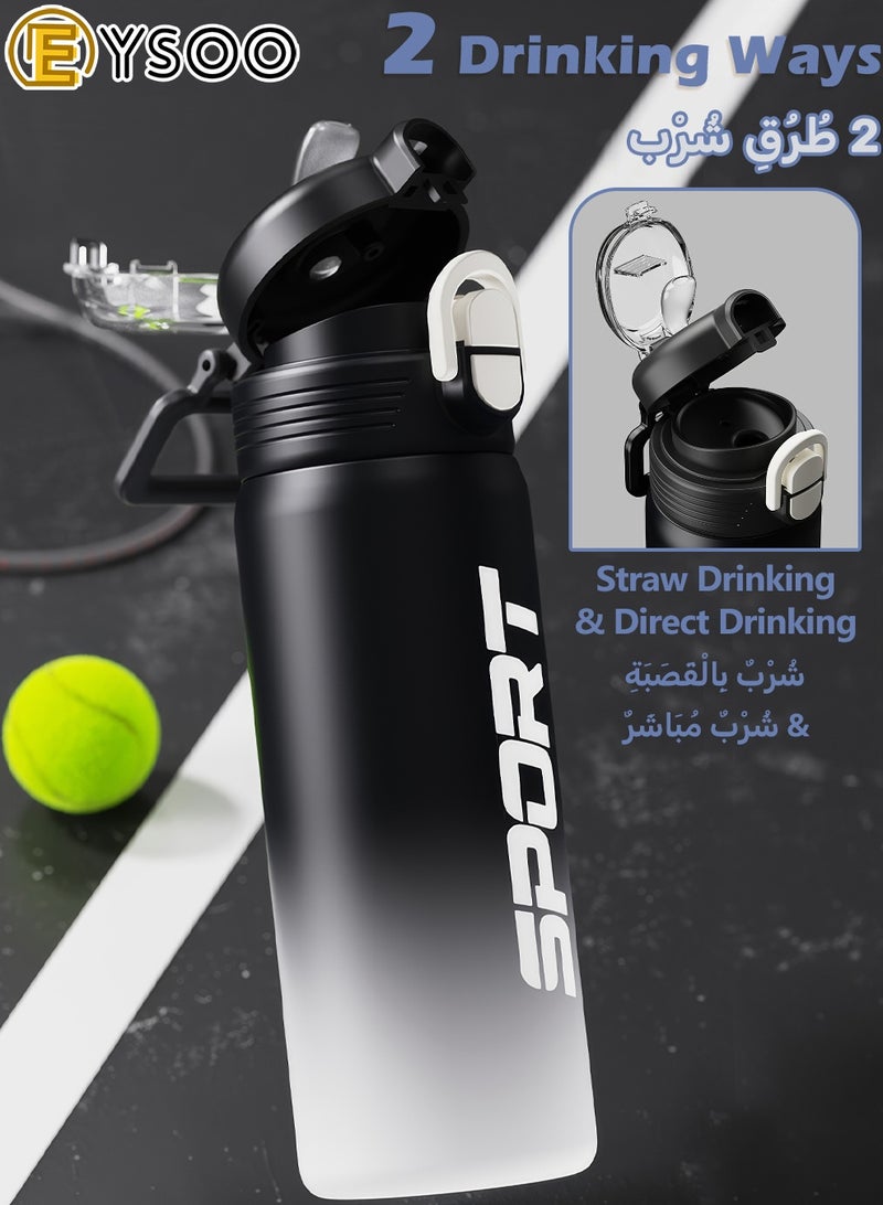 EYSOO Insulated Water Bottle 680ml Stainless Steel Water Flask Leakproof Sports Water Bottle Vacuum Insulated Bottle Keeping Cold Water Bottle with Straw (Black) - Image 4