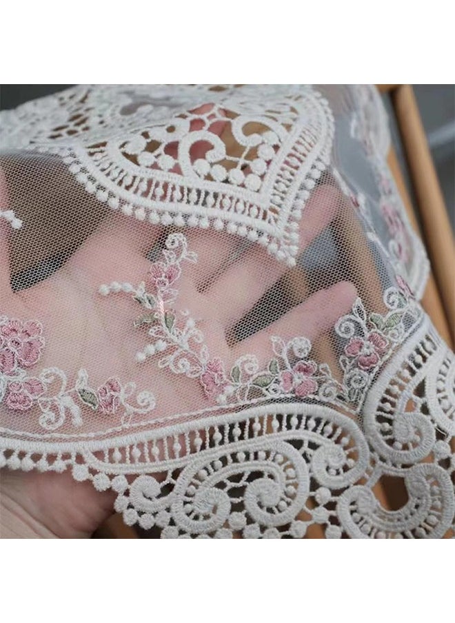 HS 2 Pieces Retro Lace Placemats, Floral Decor Circle Placemats, Handmade Embroidered Table Mats, Washable Lace Cutwork Placemats  - Image 5