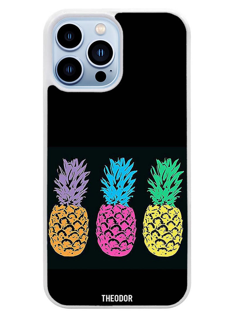 Theodor Protective Case Cover For APPLE IPHONE 14 Pro Max Pineapples 1 (White Bumper) - Image 1