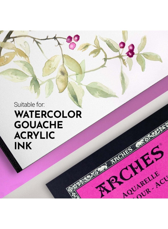 Arches دفتر ألوان مائية 9X12 بوصة ورق قطن طبيعي أبيض 100 12 ورقة ورق ألوان مائية مضغوط 140 رطل ورق فني للألوان المائية والغواش والحبر والأكريليك والمزيد - Image 3