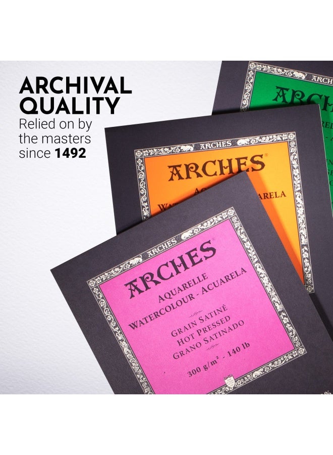 Arches دفتر ألوان مائية 9X12 بوصة ورق قطن طبيعي أبيض 100 12 ورقة ورق ألوان مائية مضغوط 140 رطل ورق فني للألوان المائية والغواش والحبر والأكريليك والمزيد - Image 5