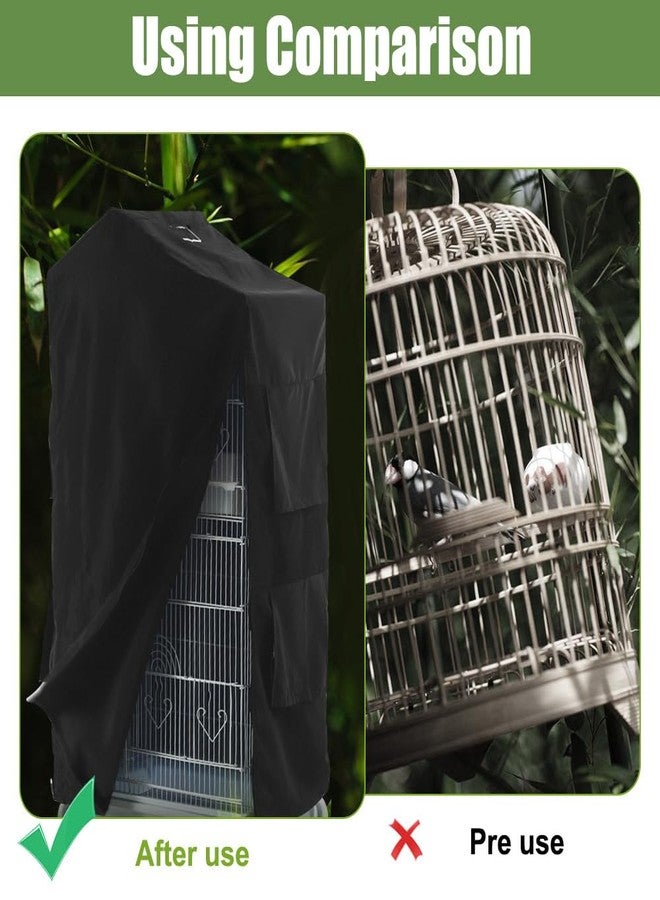 DONGKER Bird Cage Cover,Waterproof Bird Black-Out Cover Breathable with Zipper & Self-Adhesive Fastening for Parrot Parakeets Winter Windproofing & Warmth - Image 5