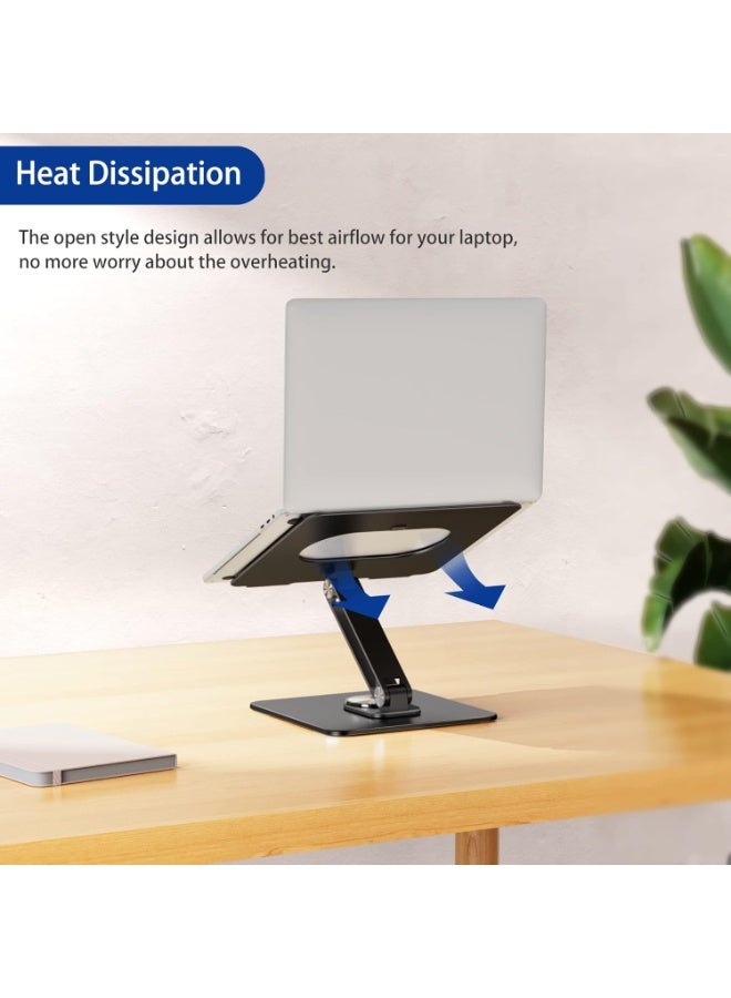 LSX7 Laptop Stand, 360 Angle Adjustable Rotating Base, Ergonomic Adjustable Laptop Stand, Computer Riser Stand Compatible with Laptops Between 10-15.6" (Black) - Image 3