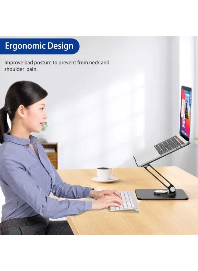 LSX7 Laptop Stand, 360 Angle Adjustable Rotating Base, Ergonomic Adjustable Laptop Stand, Computer Riser Stand Compatible with Laptops Between 10-15.6" (Black) - Image 5