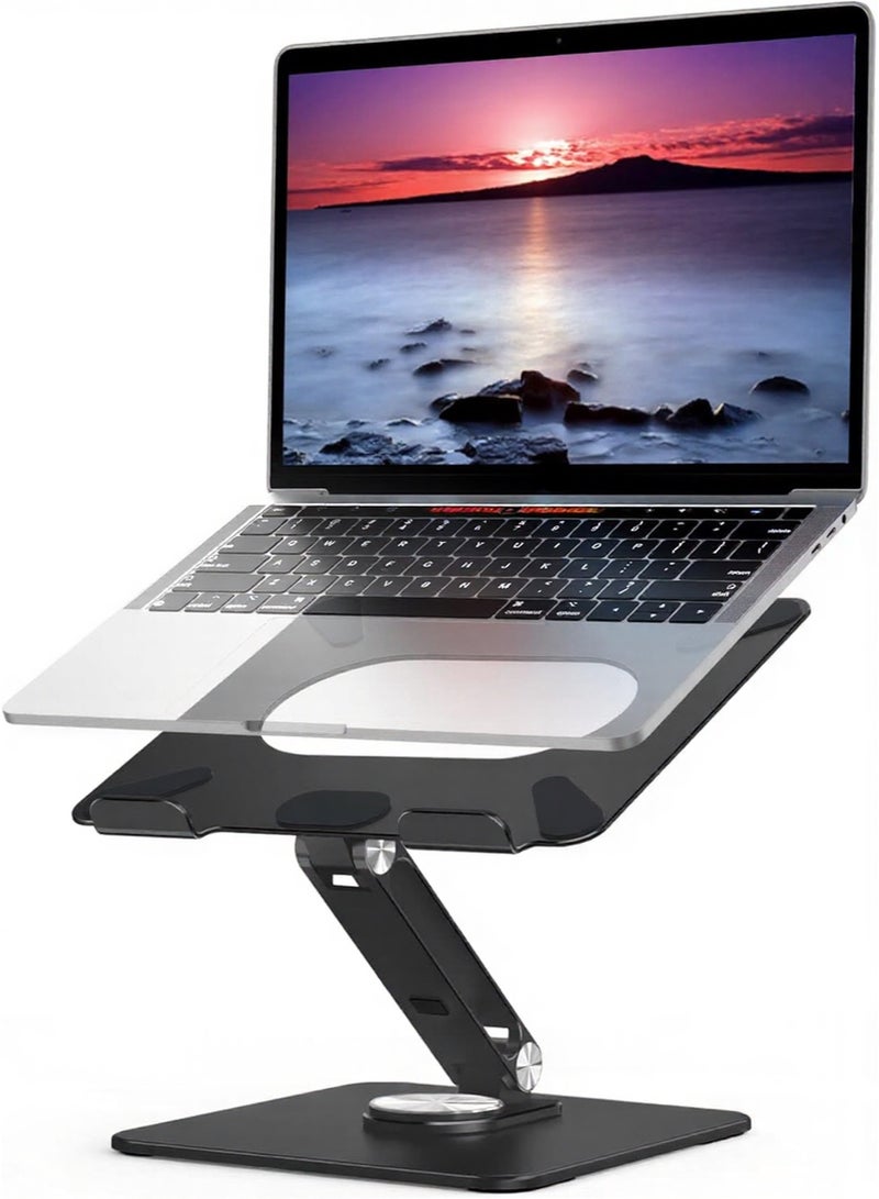 LSX7 Laptop Stand, 360 Angle Adjustable Rotating Base, Ergonomic Adjustable Laptop Stand, Computer Riser Stand Compatible with Laptops Between 10-15.6" (Black) - Image 1