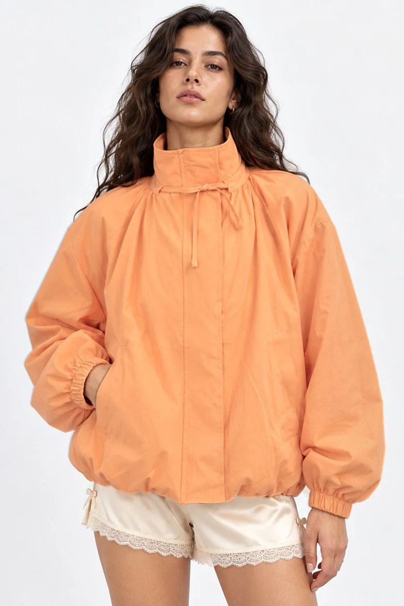 Hiccup Oversized Stand Collar Bomber Jacket