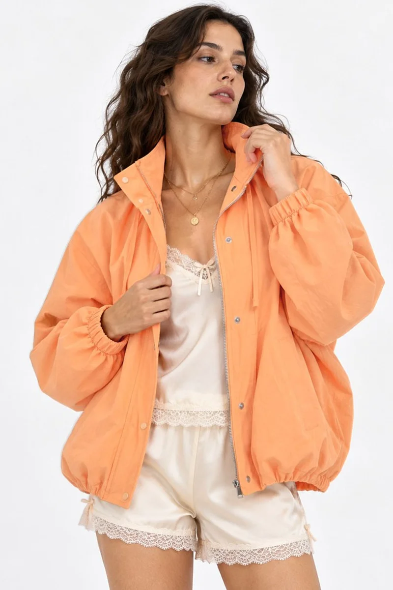 Hiccup Oversized Stand Collar Bomber Jacket