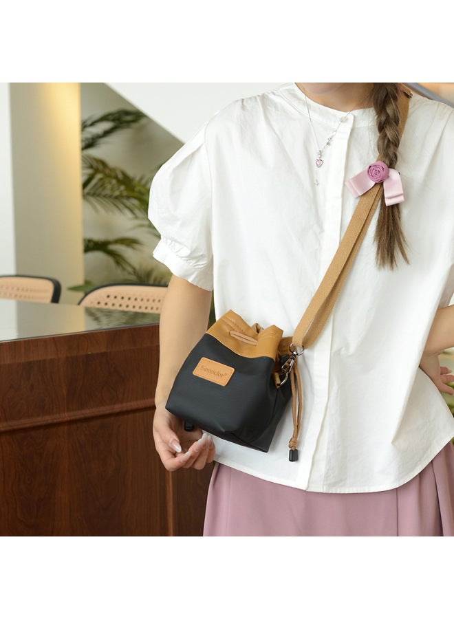 Sudiro Leather Film Liner Single Shoulder Diagonal Portable Waterproof Micro Single SLR Camera Drawstring Storage Bag-Color:[large] Creamy-white  - Image 5