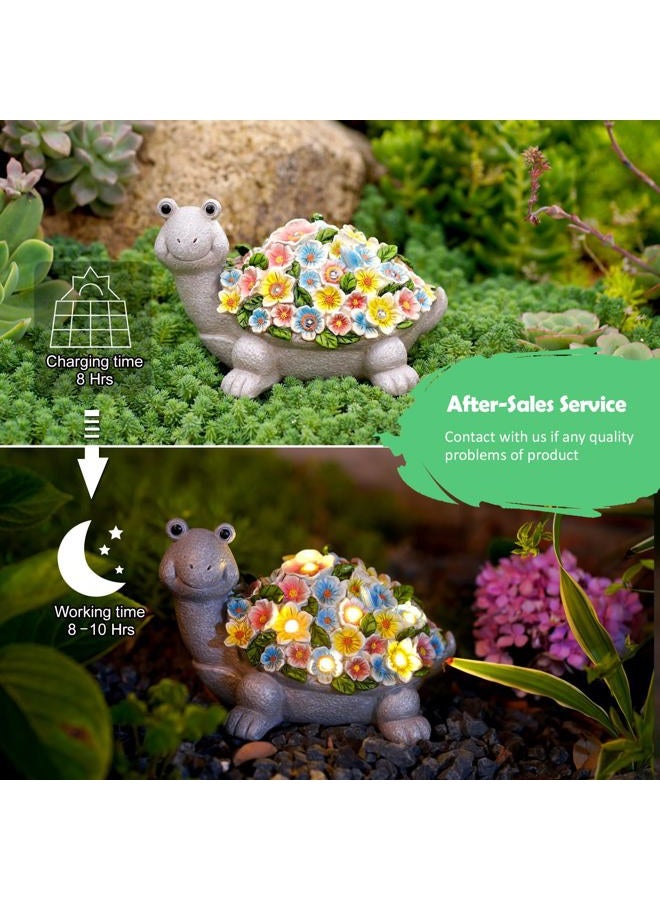 Nacome Solar Turtle Garden Decor with Flowers: Outdoor Clearance Statue Lights for Outside Lawn Ornaments Porch Patio Balcony Yard Home – Birthday Gifts for Mom Grandma Women - Image 4
