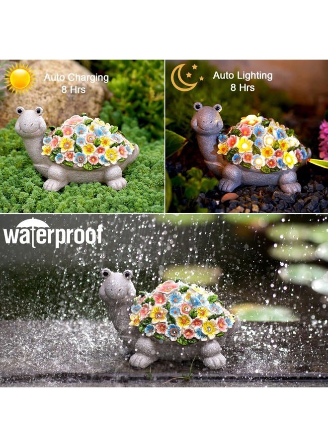 Nacome Solar Turtle Garden Decor with Flowers: Outdoor Clearance Statue Lights for Outside Lawn Ornaments Porch Patio Balcony Yard Home – Birthday Gifts for Mom Grandma Women - Image 5