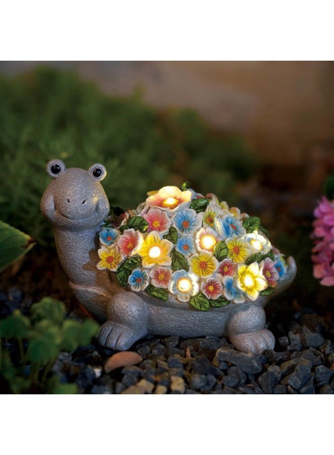 Nacome Solar Turtle Garden Decor with Flowers: Outdoor Clearance Statue Lights for Outside Lawn Ornaments Porch Patio Balcony Yard Home – Birthday Gifts for Mom Grandma Women - Image 1