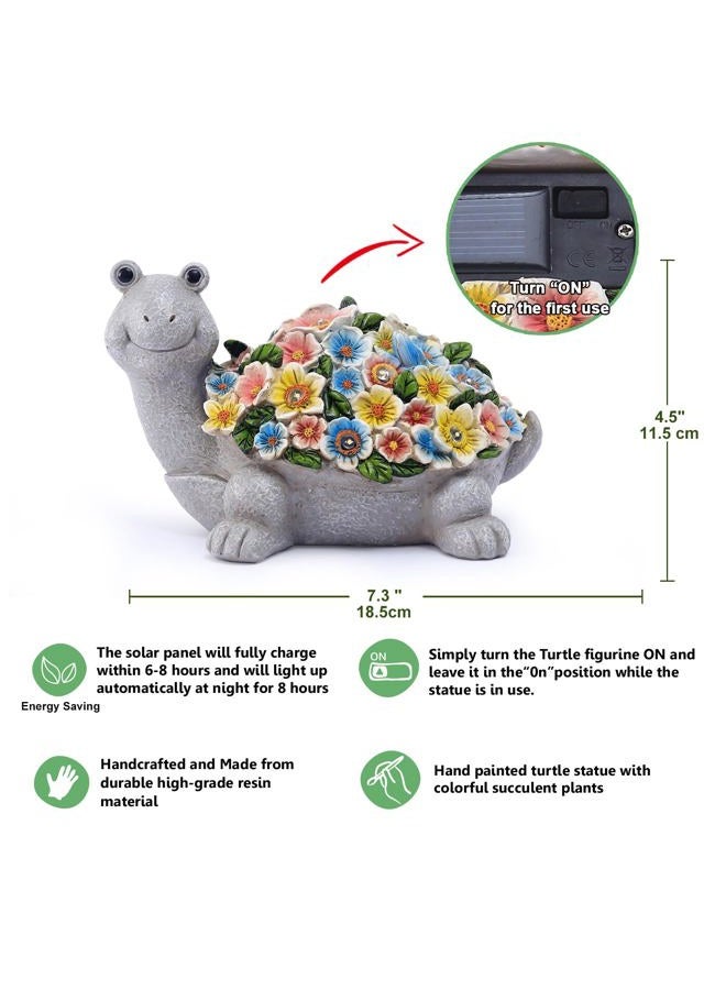 Nacome Solar Turtle Garden Decor with Flowers: Outdoor Clearance Statue Lights for Outside Lawn Ornaments Porch Patio Balcony Yard Home – Birthday Gifts for Mom Grandma Women - Image 3