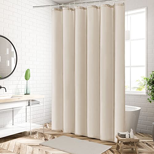 MitoVilla Beige Shower Curtain Liner Set with Plastic Hooks, Cream Fabric Shower Curtain Liner for Modern Bathroom Decor, Waterproof Cloth & Hotel Quality, 72" W x 72" H - Image 2