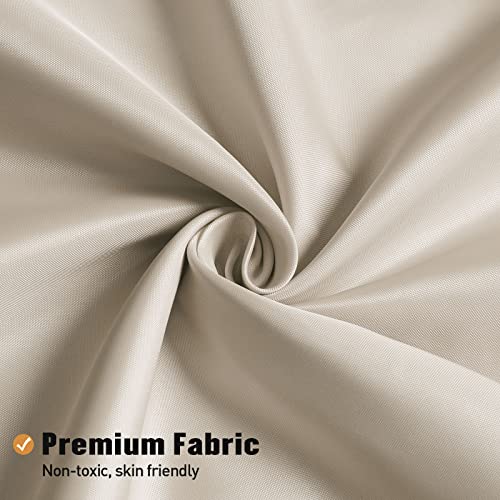 MitoVilla Beige Shower Curtain Liner Set with Plastic Hooks, Cream Fabric Shower Curtain Liner for Modern Bathroom Decor, Waterproof Cloth & Hotel Quality, 72" W x 72" H - Image 5