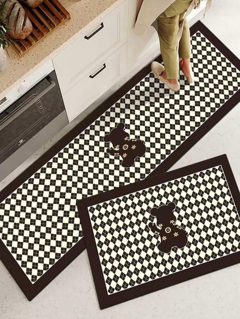 Home-Cloud Rubber Kitchen Mats for Floor Set of 2 Pcs|Non-Skid, Soft Absorbent Rugs for Kitchen, Laundry, and Hallway|118x38cm, 38x58cm| 4mm Thickness (Teddy_Brown), rectangular - Image 1