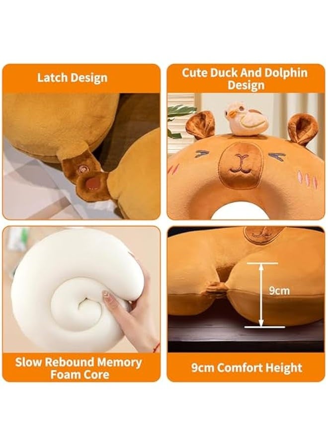 Generic Travel Pillow, Cartoon Animal Neck Support Pillow, Head Support Cushion for Airplane, Train, Car, Office Travel Essential Flight Pillows, for a Long Hauls Sleeping Rest - Image 4