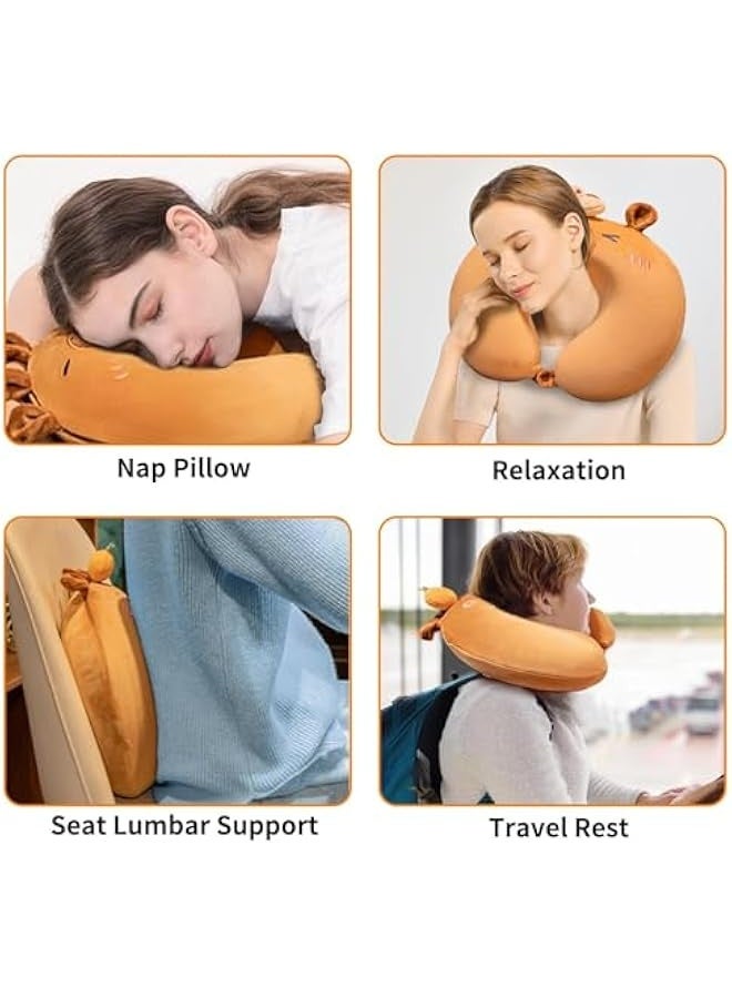 Generic Travel Pillow, Cartoon Animal Neck Support Pillow, Head Support Cushion for Airplane, Train, Car, Office Travel Essential Flight Pillows, for a Long Hauls Sleeping Rest - Image 3
